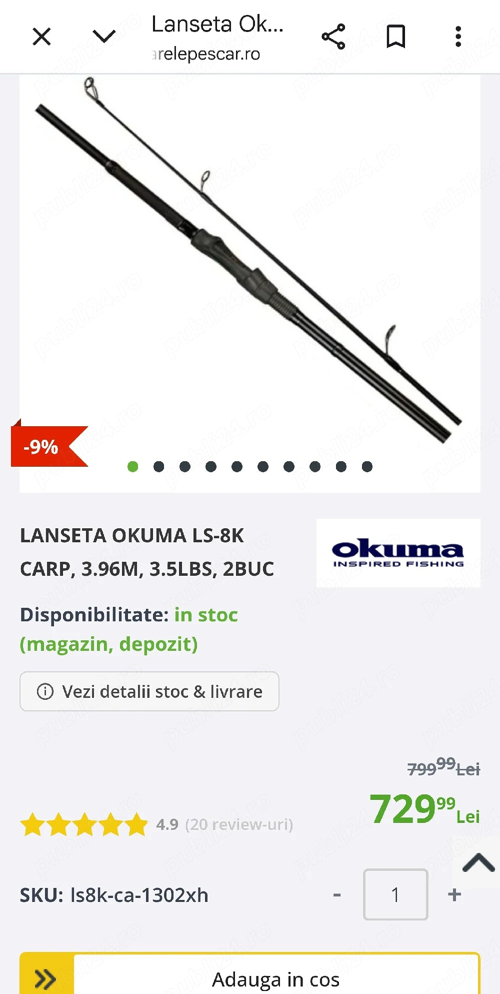 vand lansete crap +husa transport 4 lansete okuma ls8k3.96 m plus husa tranport 