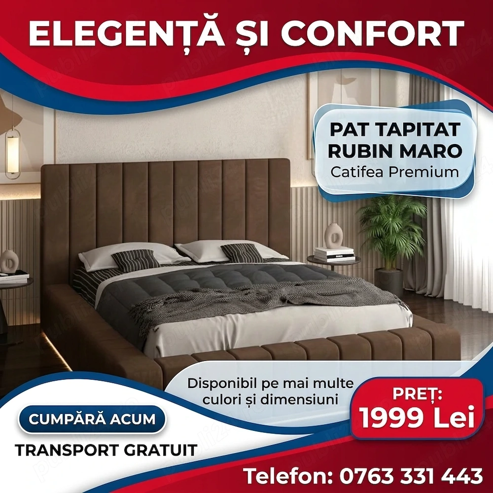Pat Tapitat Rubin Maro Catifea Premium Transport rapid Variantă modernă
