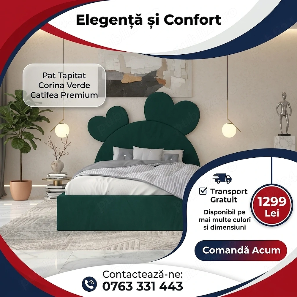 Pat Tapitat Corina Verde Catifea Premium În stoc Descoperă chiar azi dormitoare moderne