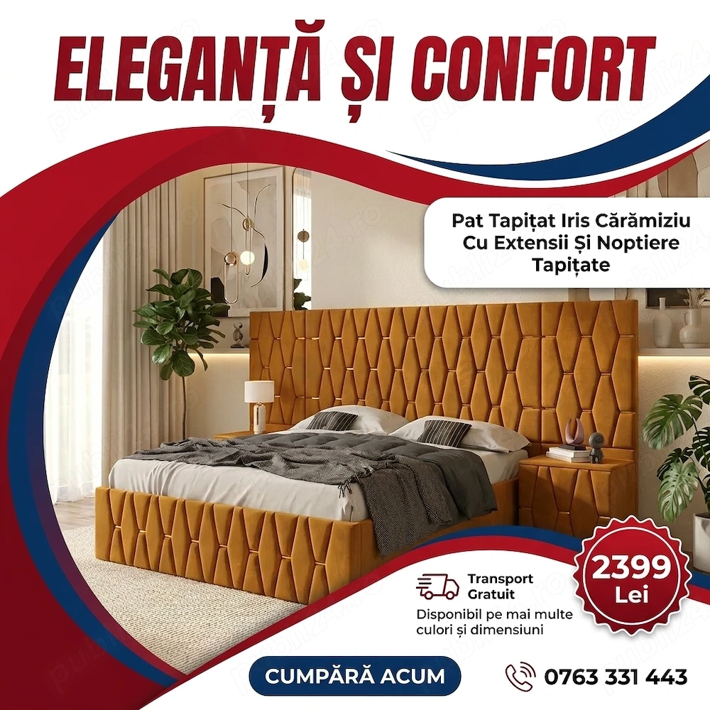 Pat Tapitat Iris Caramiziu Cu Extensii Si Noptiere Tapitate Contactează-ne Alege acum seturi dormito