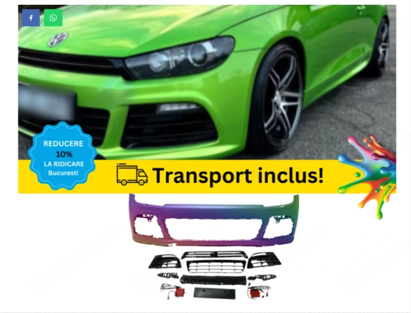 Bara fata VW Scirocco R20-LOOK 2008-2014 Verde vopsita