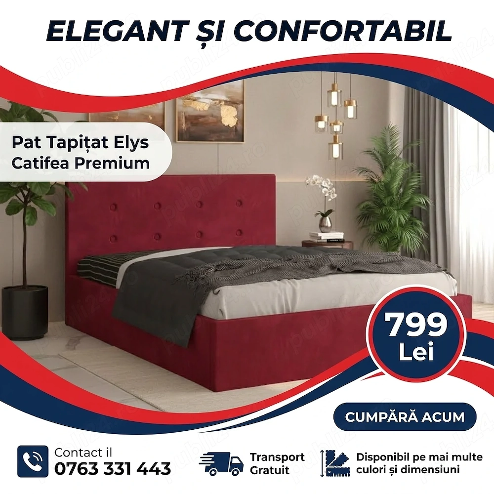 Pat Tapitat Elys Visiniu Catifea Premium Scrie-ne pentru detalii Oferte speciale dormitoare
