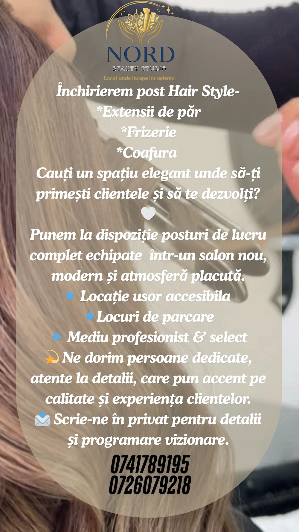 Inchiriez post coafura,frizerie, extensii par