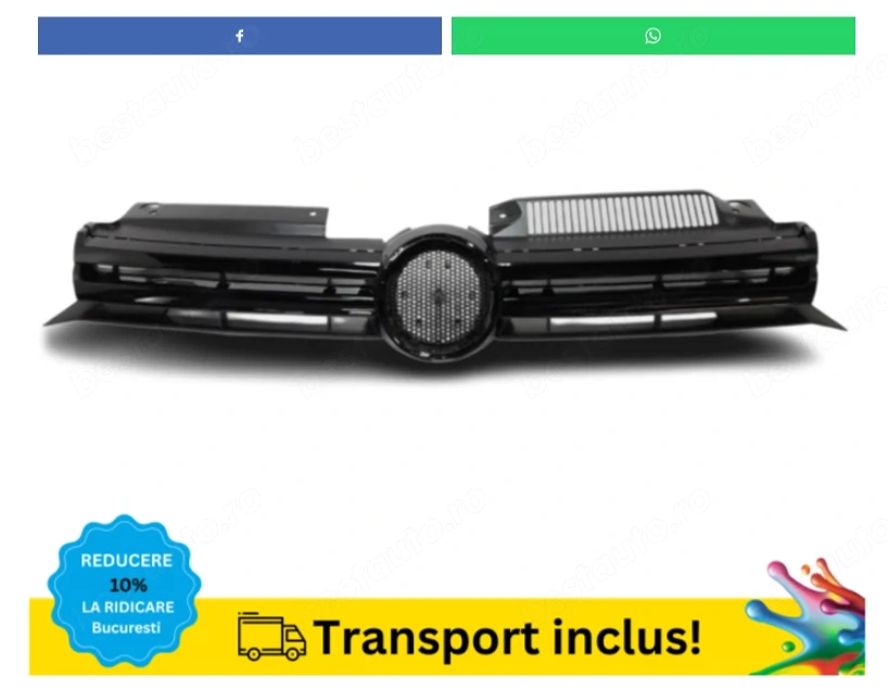 Grila radiator VW Golf 6 VI 2008-2012 Negru lucios