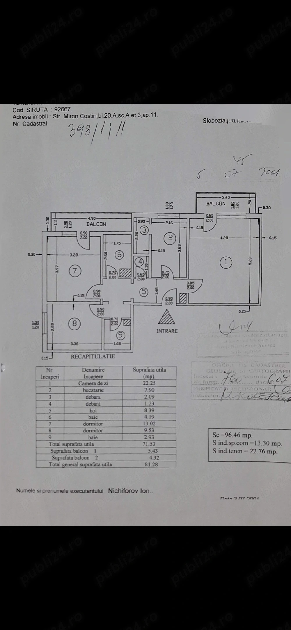 Vand apartament 3 camere 