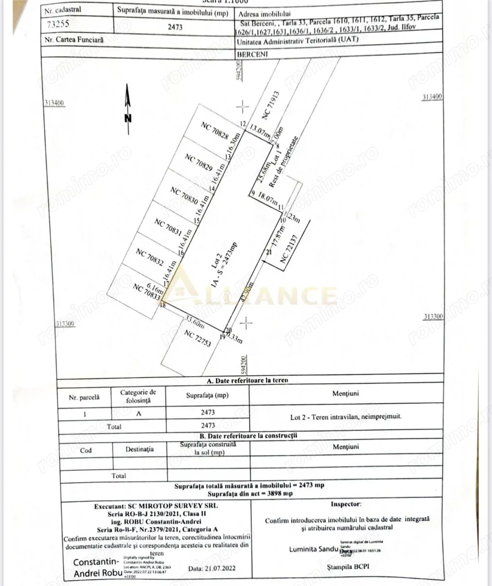 Teren 2473 mp Berceni | Autorizatie 9 case | Investitie excelenta