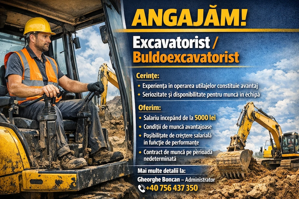 Angajam Excavatorist  Buldoexcavatorist