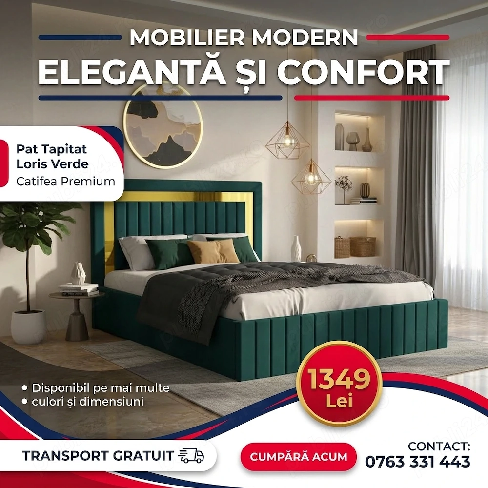 Pat Tapitat Loris Verde Catifea Premium Scrie-ne pentru detalii Descoperă acum dormitoare moderne