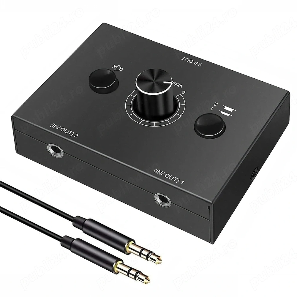 Comutator Audio Stereo HiFi   Audio Switcher cu Selector Surse, Semnal Boxe și Splitter RCA Jack 3,5