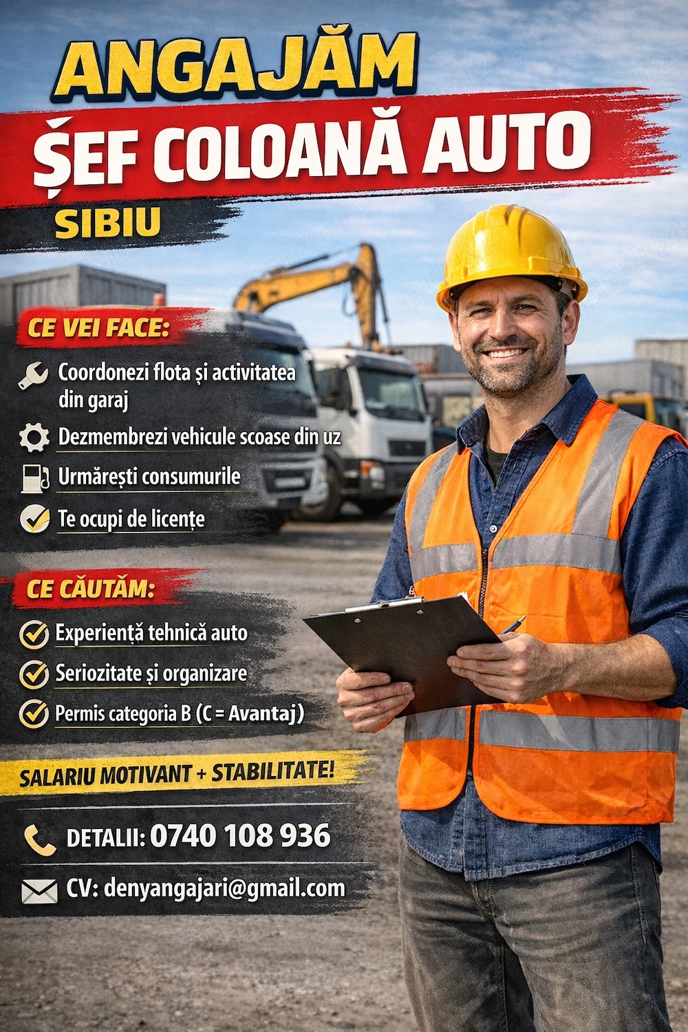 SC angajează Sef coloană auto - Sibiu