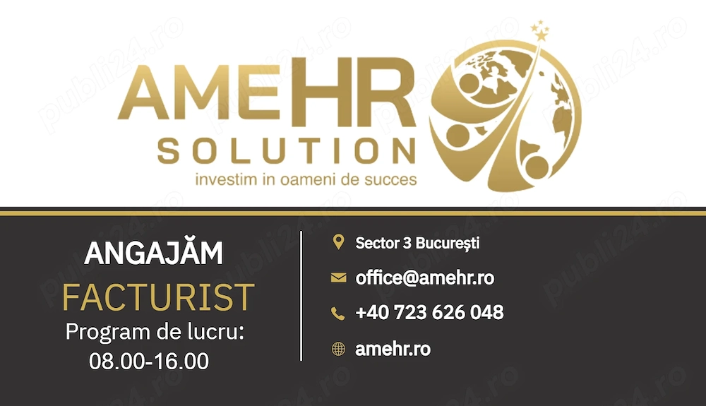 Angajăm Urgent Facturist(ă) în fabrică