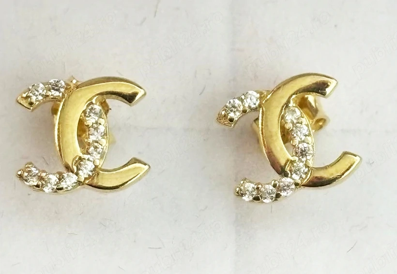 cercei din aur galben model Chanel