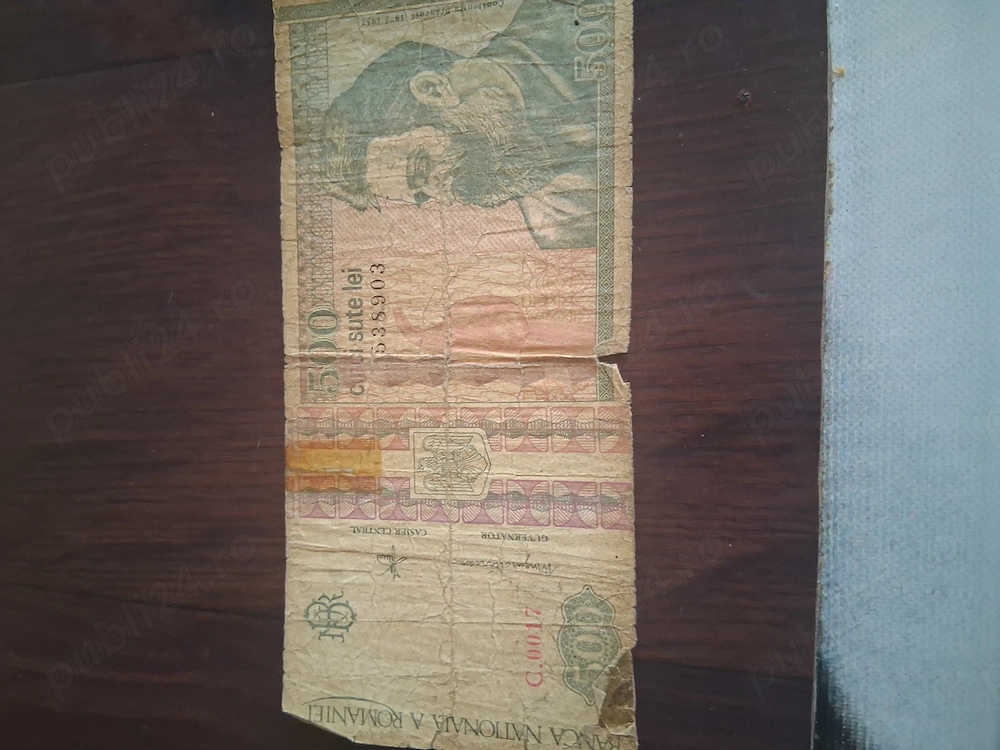 Bagnota de cinci sute lei din septembrie 1992