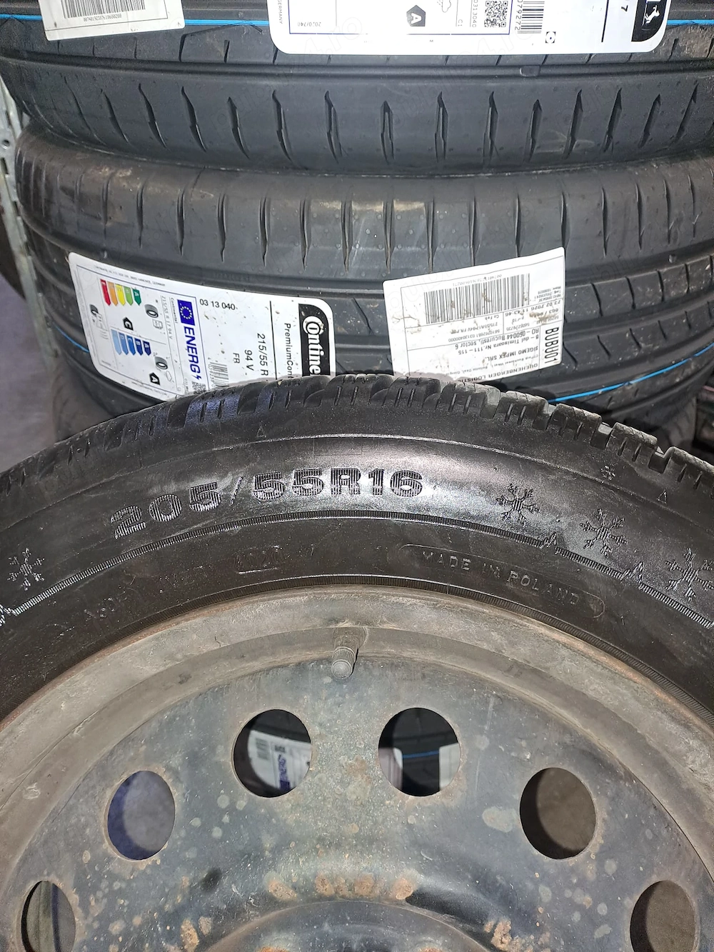 Set roți iarnă R16 205/50 – Dunlop Winter Sport 5 + jante oțel 5x114.3 (KIA/Hyundai) + 20 piulițe 