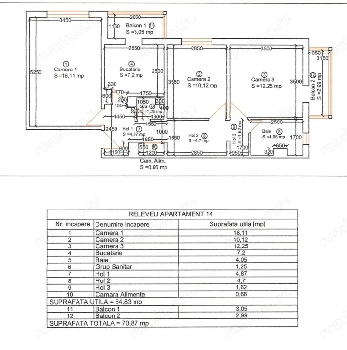 Apartament 3 camere, Decomandat, zona Soarelui