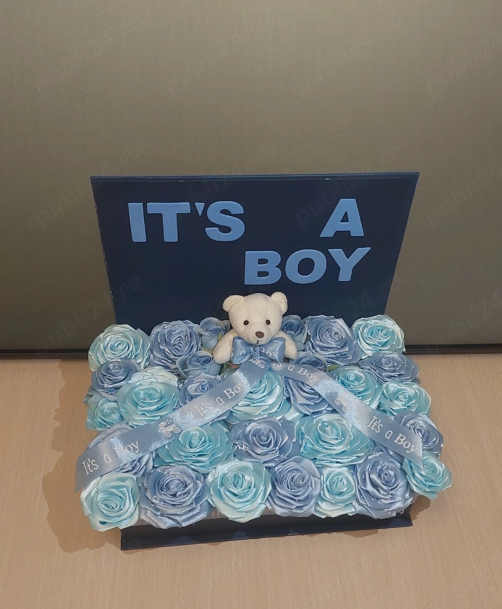 Cadou  decor floral botez băiețel 