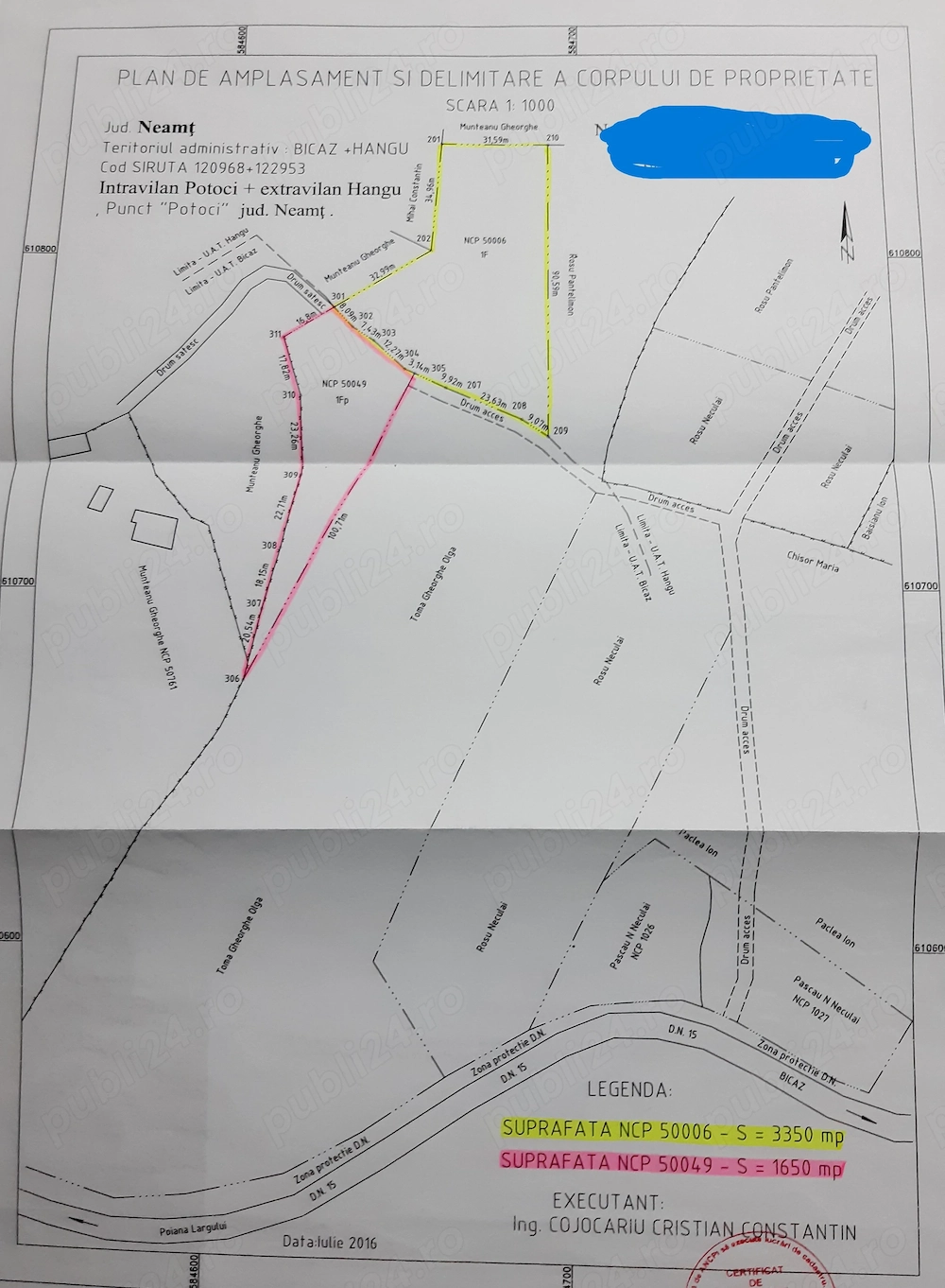 5000 mp teren in Potoci, Neamt