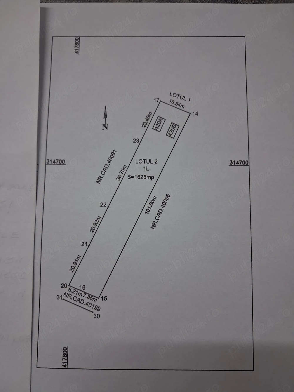 Intravilan 1625m2 imprejmuit, front stradal 15,5m, str.Calea Bucuresti nr. 128L 55Euro m2 negociabil