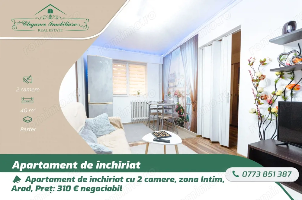 Apartament de închiriat cu 2 camere, zona Intim, Arad