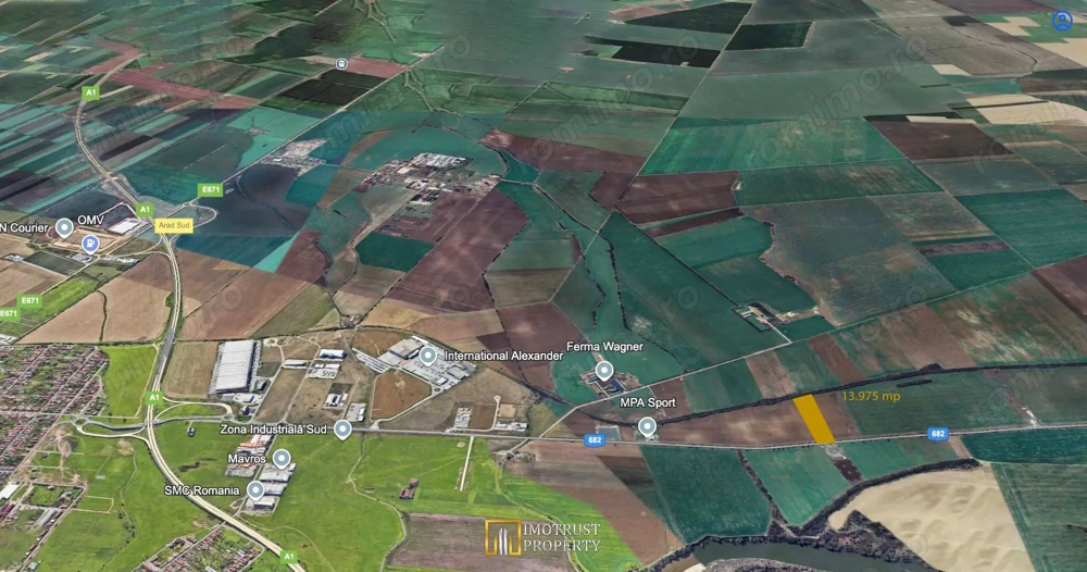Teren industrial 13.975 mp – Zona Industrială Sud Arad, acces rapid A1