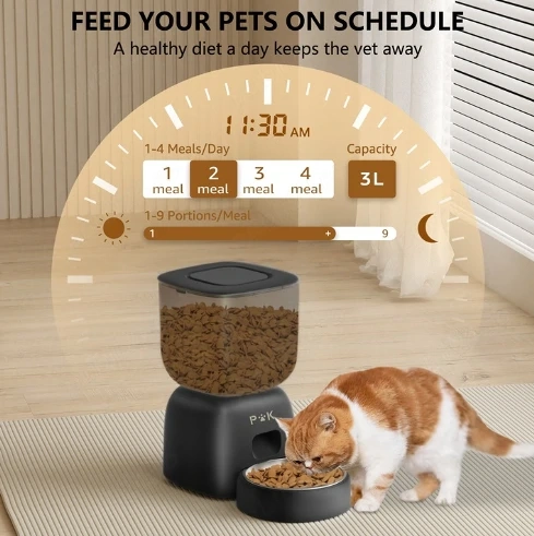 PetWant F14-L Automat Hranitor inox Câine & Pisică 3L 29cm