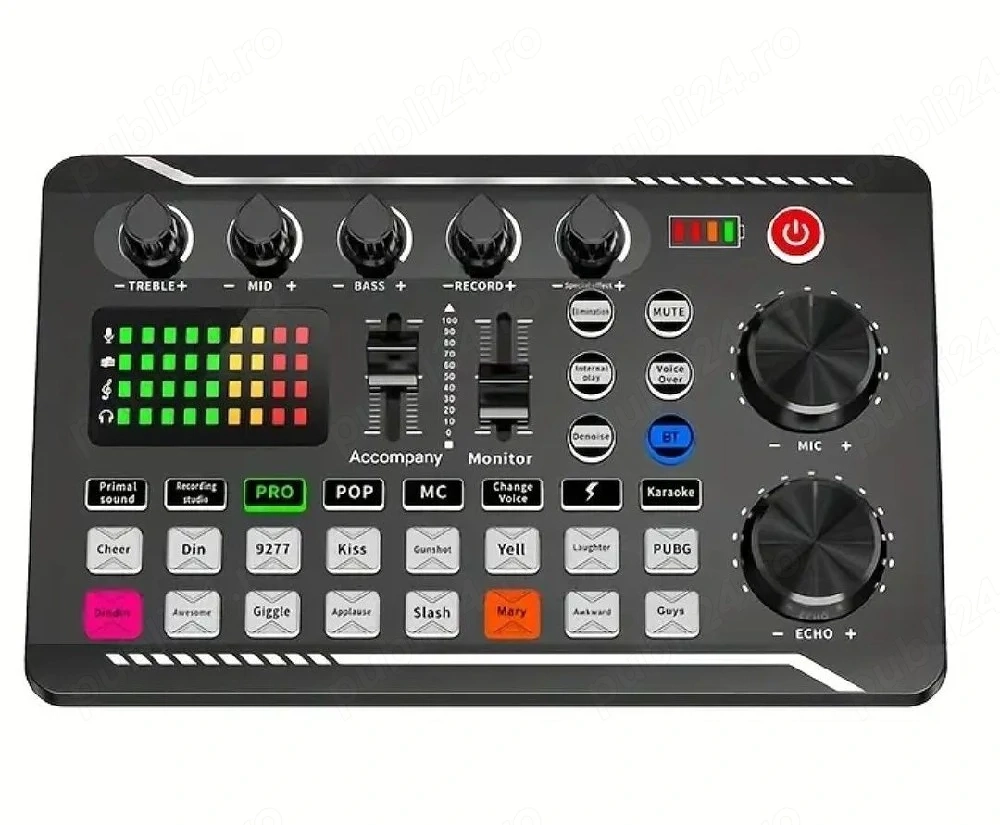 Placa de sunet externa cu efecte de sunet si receiver Bluetooth , Consola DJ 