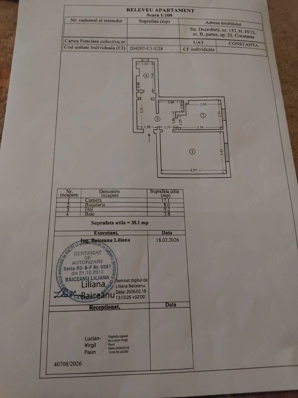 Vând Garsonieră 38 mp