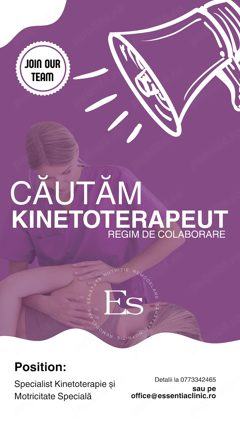 Căutăm kinetoterapeut cu experienta in regim de colaborare