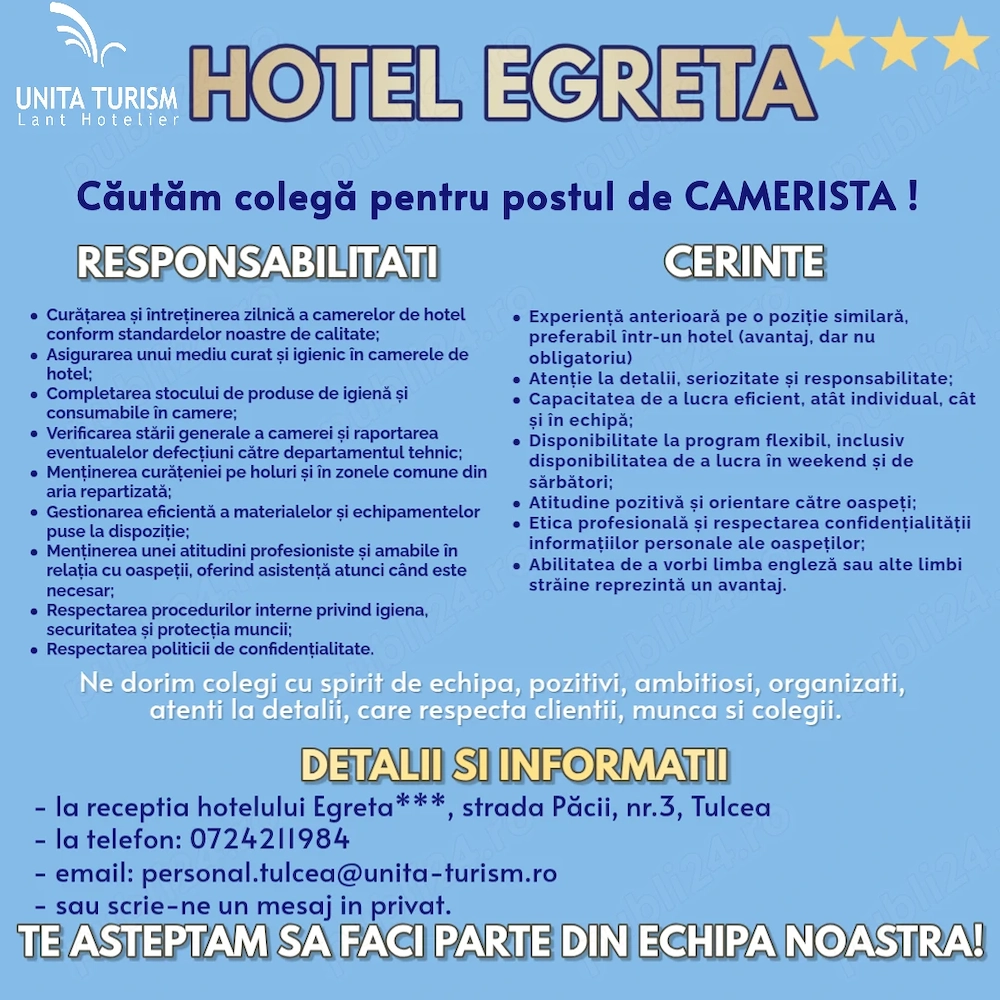 Angajam camerista cu experienta 