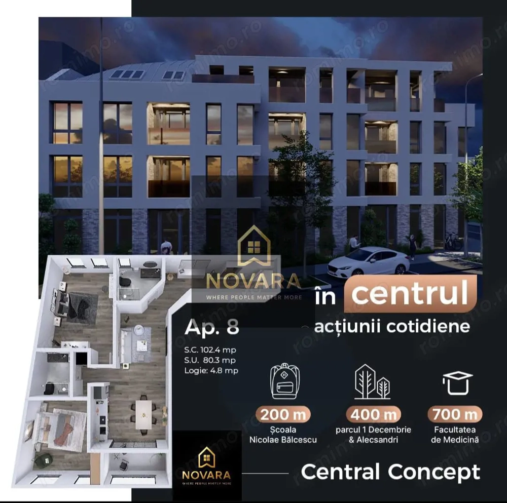 3 camere spatios  bloc nou Ultracentral