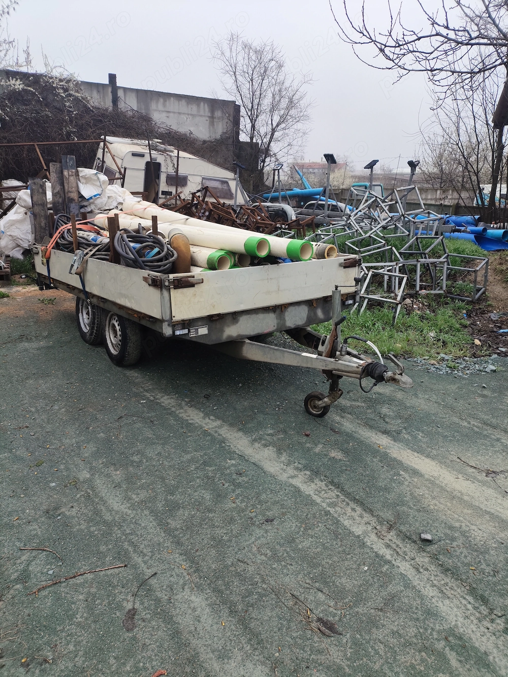 Remorcă Hapert AL 2000, 2 Axe, Obloane Aluminiu Rabatabile, Înmatriculată RO