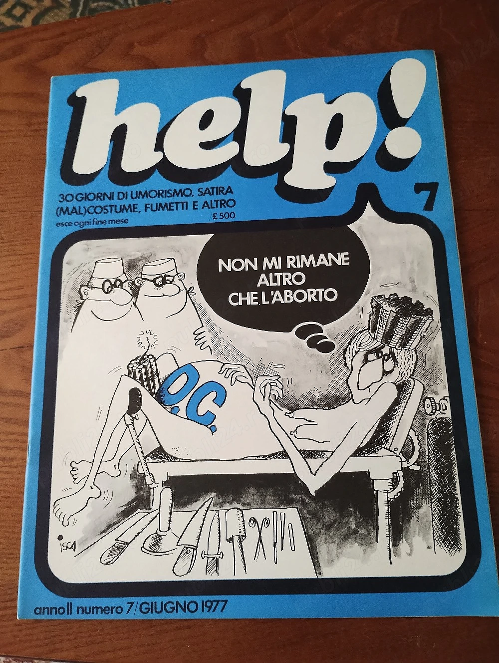 202. Revista Help nr 7, iunie 1977, umor scris și caricaturi, Italia 