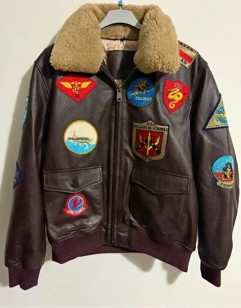 Geaca bărbați piele aviator vintage Top Gun  