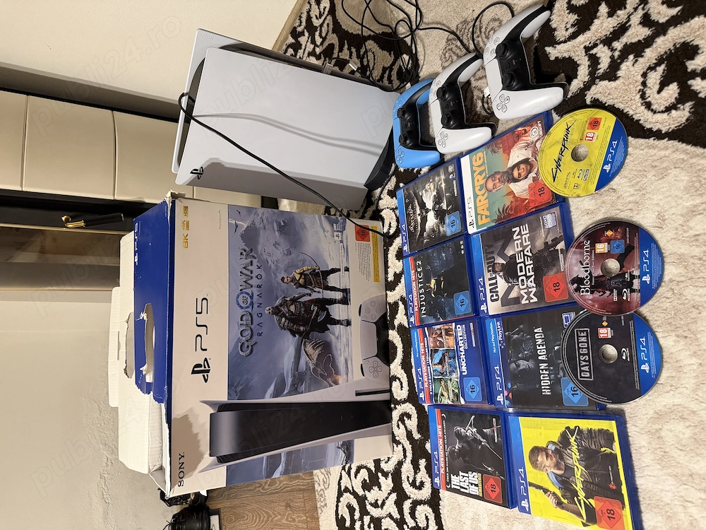 PS 5 825GB, împreună cu 3 console și 11 jocuri 