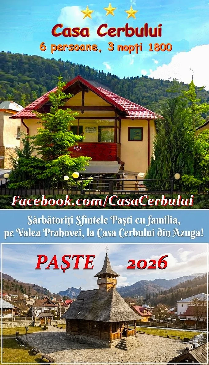 Cazare de familie apartament integral vilă AZUGA, de PAȘTE1800 3 nopți 6 pers.