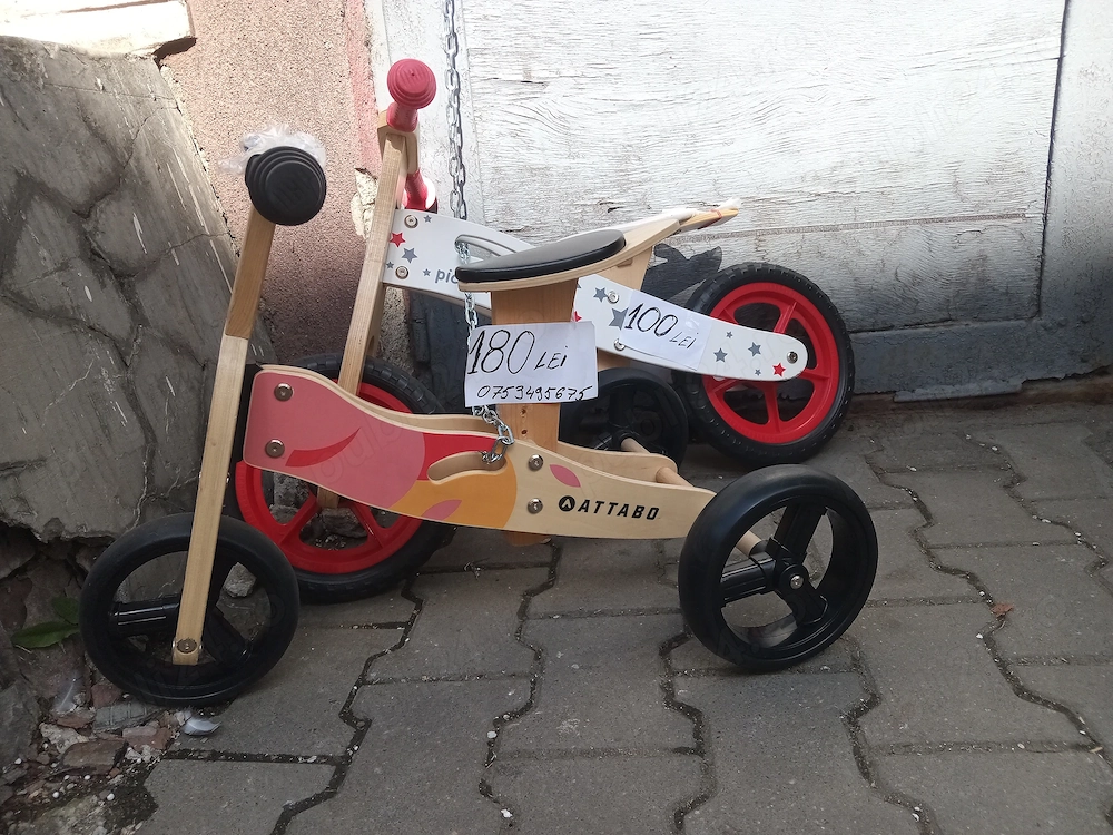 Bicicletă și Tricicletă de lemn pentru copii- Predare Bistrița (zona Big)