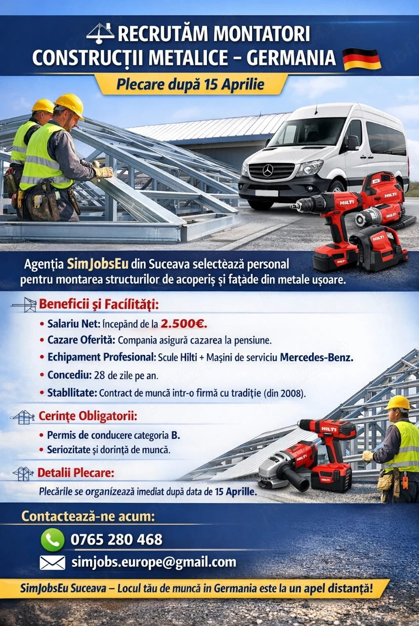 Montatori Construcții Metalice   Germania 