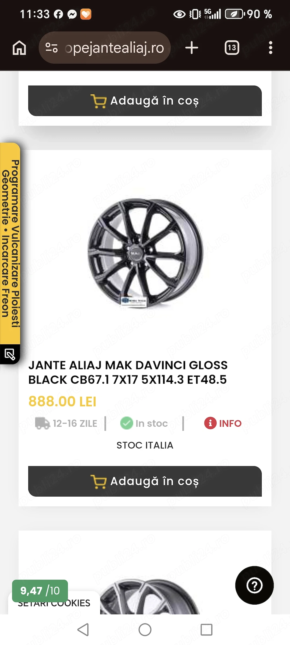 Jante MAK R17 5x114.3 ET 48.5 echipate cu  cauciucuri iarna
