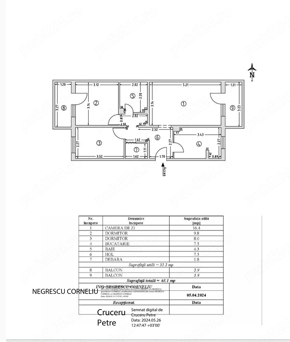 Apartament 3 camere ,Central