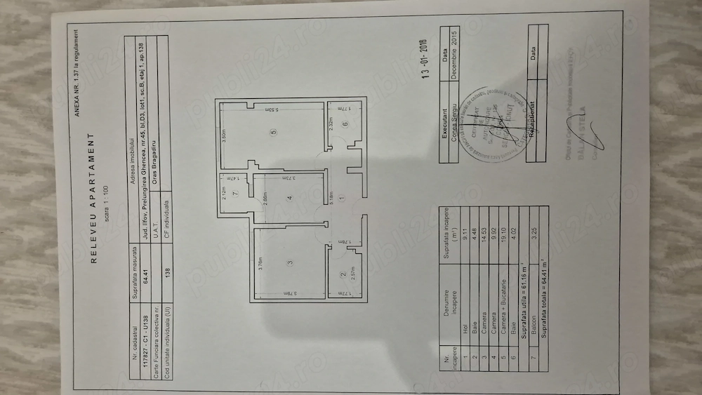 Apartamentul 3 camere,doua bai 62mp utili