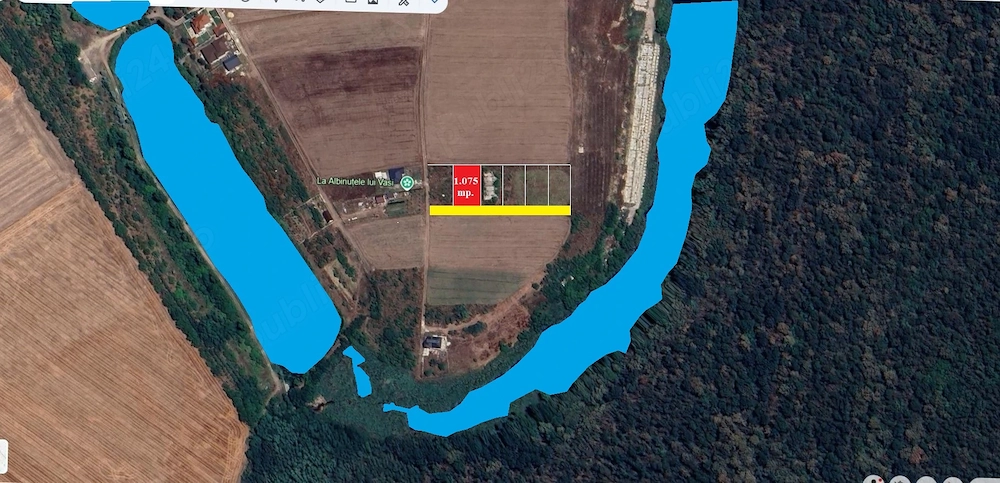 Ganeasa, cu pozitie exceptionala, langa lac, padure si vile 1075 mp. intravilan 