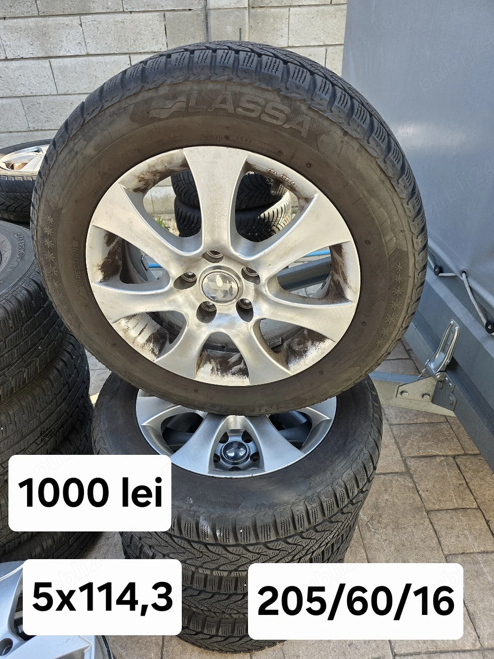 Set 4 jante aliaj 5x114,3 echipate cu anvelope iarna 205/60/16