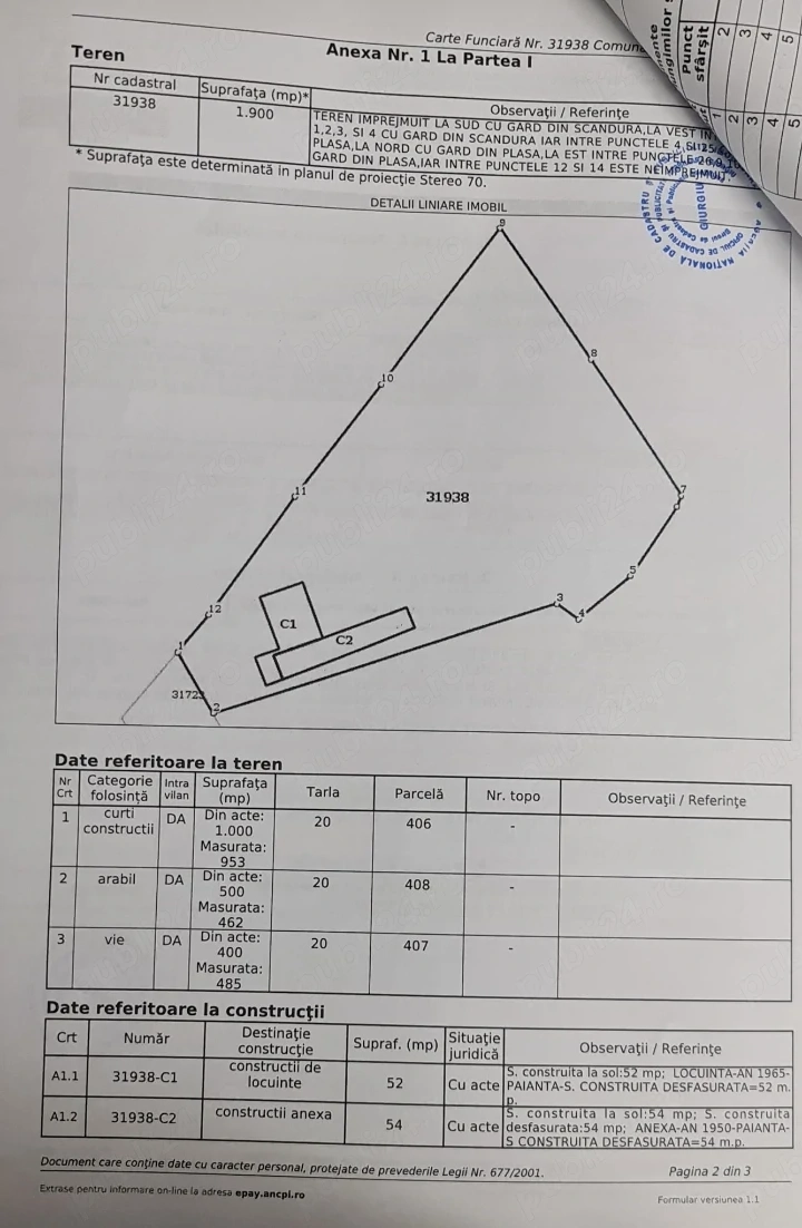 Casă (intravilan 1900mp) + 4,9 ha teren arabil - Tomulești, Toporu, Giurgiu - 39.995  