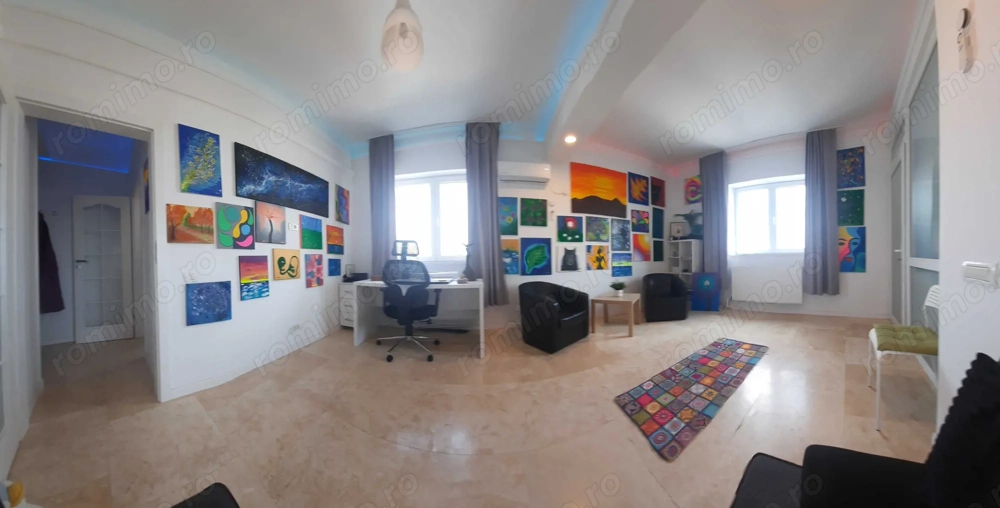 Studio Piata Romana, renovat complet, vedere panoramică dublă