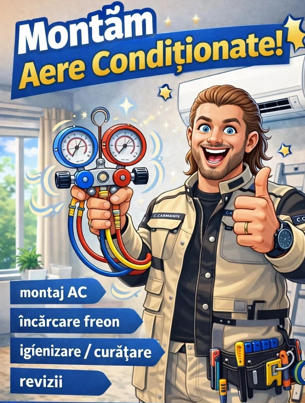 Montaj aer condiționat încărcare cu freon