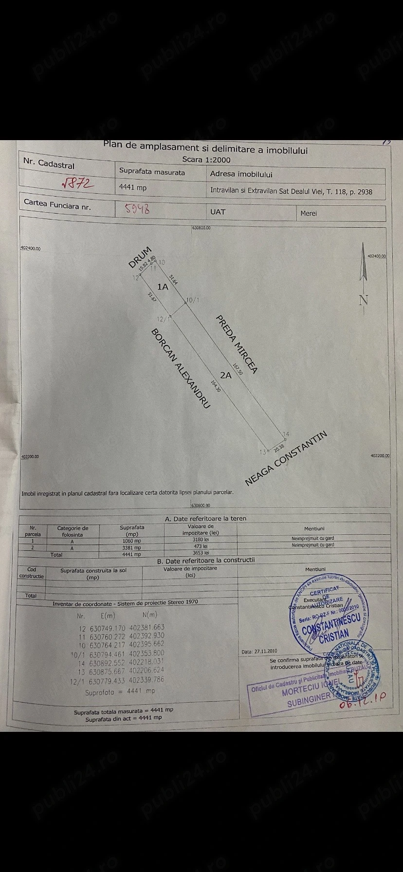 Teren intravilan zona Dealul Viei 