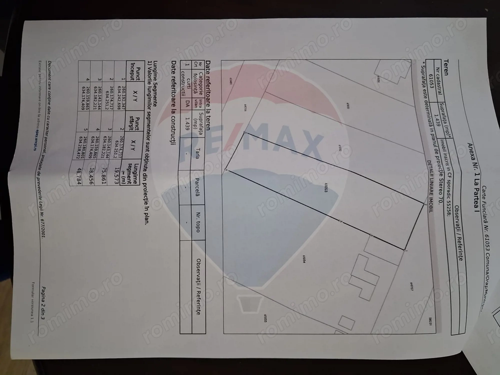 Teren 1,439mp Santaul Mare / Strada principala