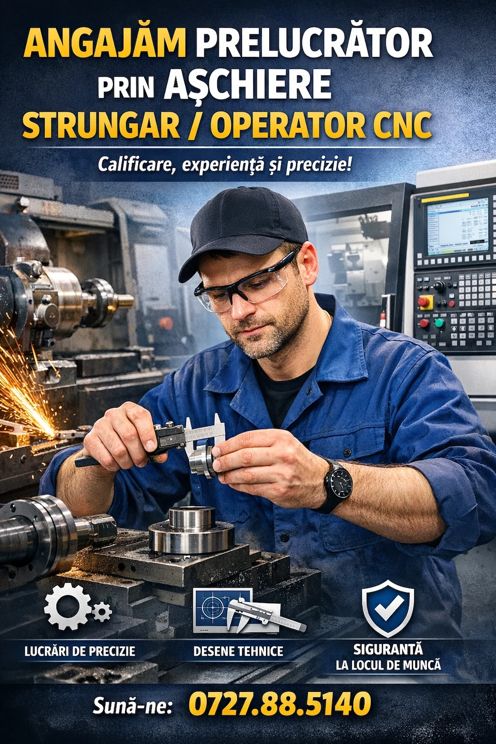 Angajam prelucrător prin așchiere; strungar; operator CNC