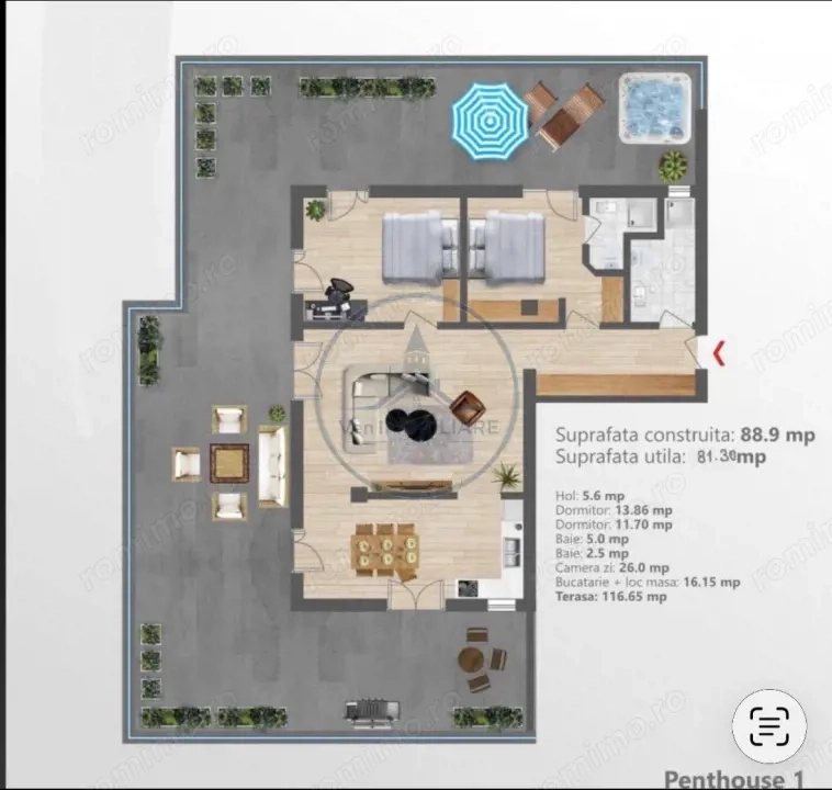 Penthouse de lux | 83 mp utili + terasă 117 mp | Etaj 3 cu lift | Zonă premium