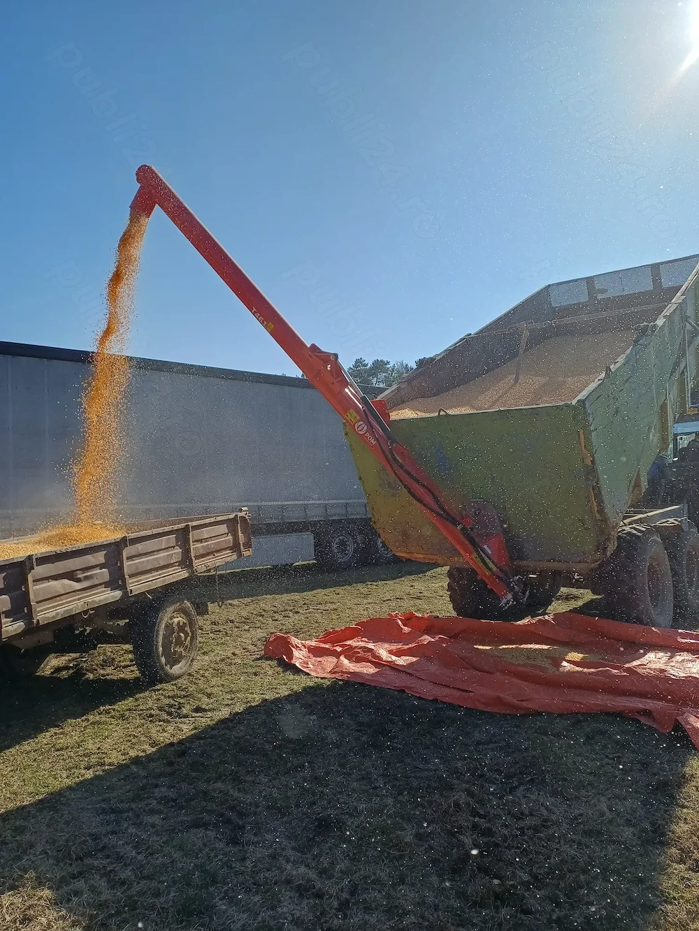 Remorca de transfer cu snec 